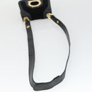 Salvatore Ferragamo Gancini Shoulder Bag Suede Black Gold Auth 163457-7