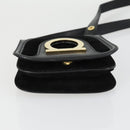Salvatore Ferragamo Gancini Shoulder Bag Suede Black Gold Auth 163457-9