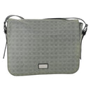 Salvatore Ferragamo Gancini Shoulder Bag PVC Canvas Gray Silver Auth 163461-13