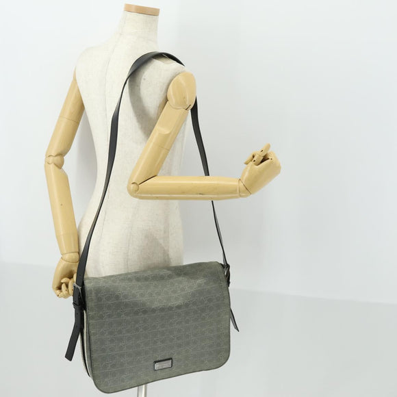 Salvatore Ferragamo Gancini Shoulder Bag PVC Canvas Gray Silver Auth 163461