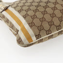 GUCCI GG Canvas Sherry Line Shoulder Bag Beige Gold 144388 Auth 163466-17
