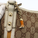 GUCCI GG Canvas Sherry Line Shoulder Bag Beige Gold 144388 Auth 163466-9