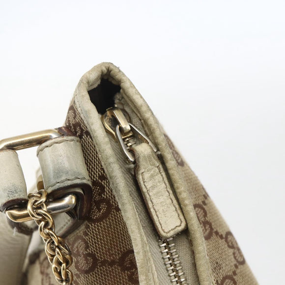 GUCCI GG Canvas Sherry Line Shoulder Bag Beige Gold 144388 Auth 163466