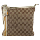 GUCCI GG Canvas Sherry Line Shoulder Bag Beige Gold 144388 Auth 163466-13