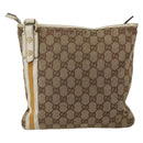 GUCCI GG Canvas Sherry Line Shoulder Bag Beige Gold 144388 Auth 163466-2