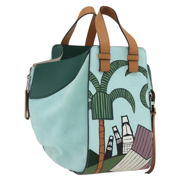 LOEWE Hammock Hand Bag Leather Light Blue Silver Auth 163467SAM