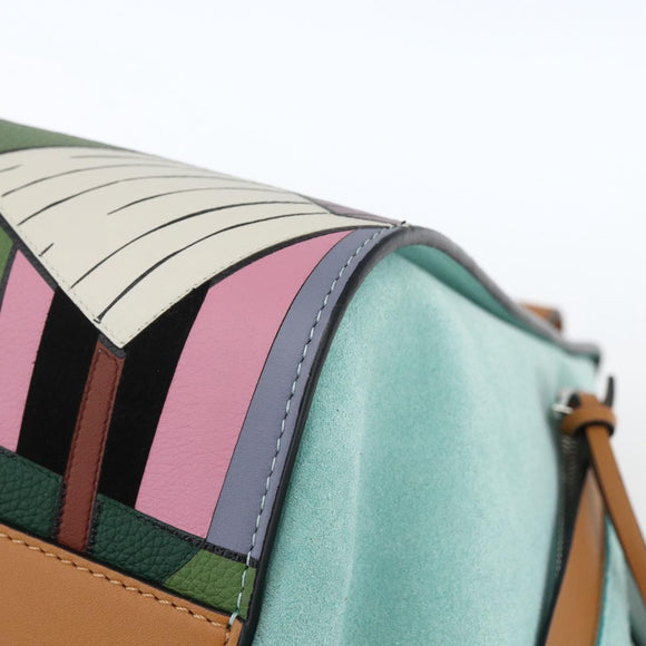 LOEWE Hammock Hand Bag Leather Light Blue Silver Auth 163467SAM