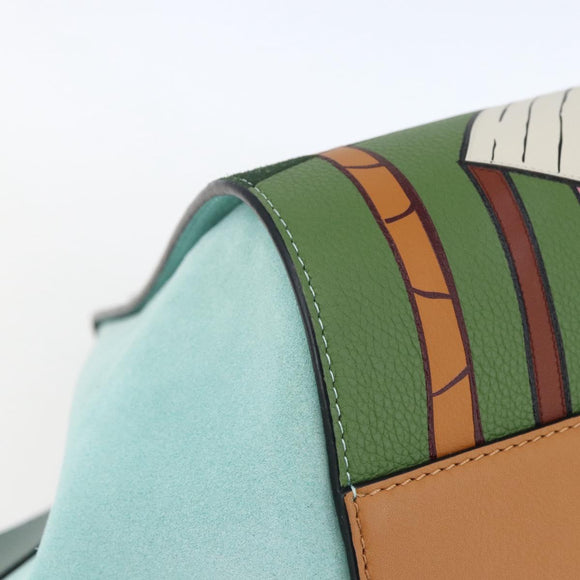 LOEWE Hammock Hand Bag Leather Light Blue Silver Auth 163467SAM