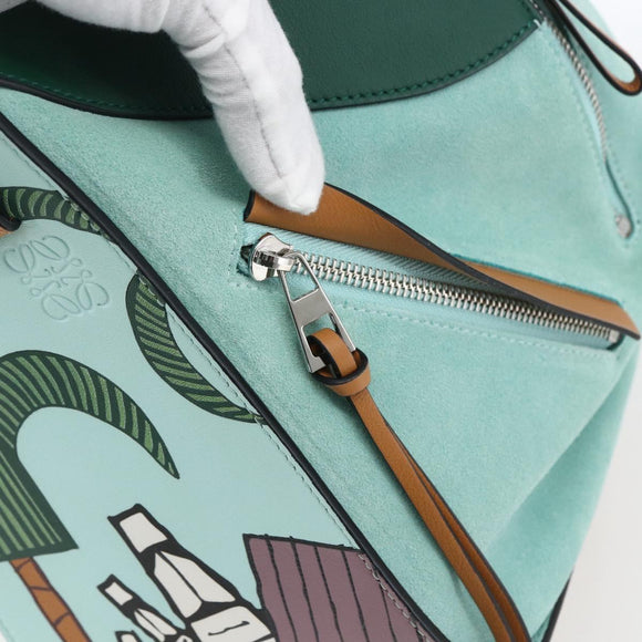 LOEWE Hammock Hand Bag Leather Light Blue Silver Auth 163467SAM