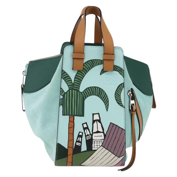 LOEWE Hammock Hand Bag Leather Light Blue Silver Auth 163467SAM