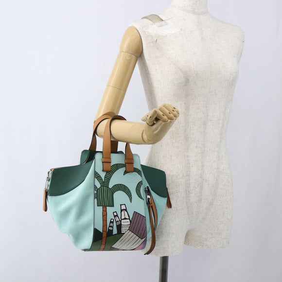 LOEWE Hammock Hand Bag Leather Light Blue Silver Auth 163467SAM