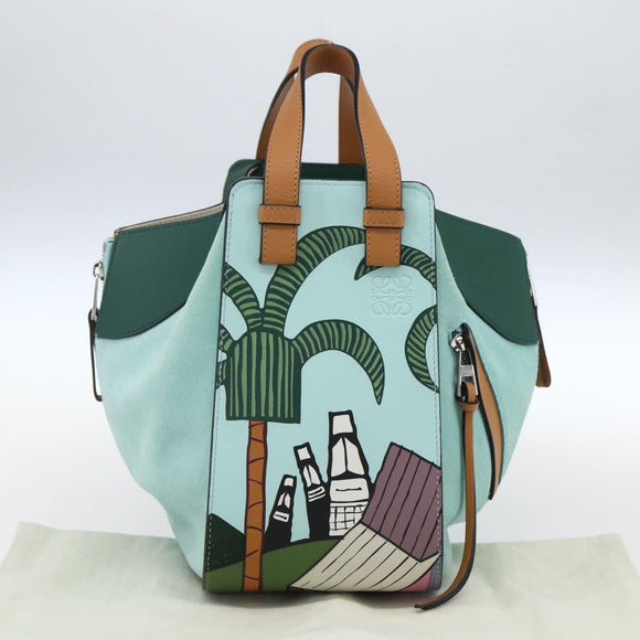 LOEWE Hammock Hand Bag Leather Light Blue Silver Auth 163467SAM