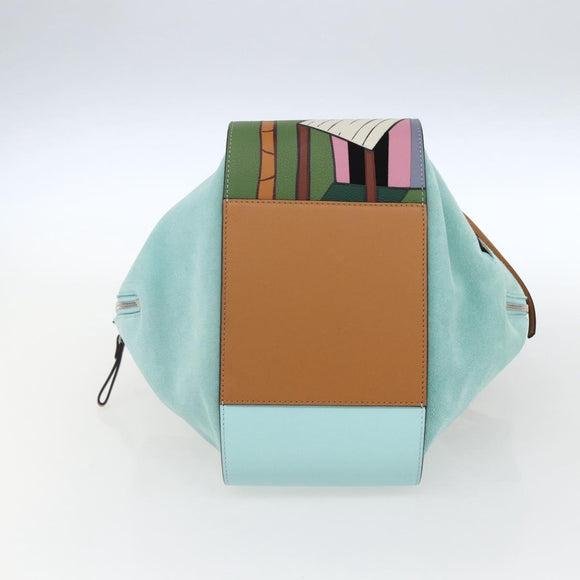 LOEWE Hammock Hand Bag Leather Light Blue Silver Auth 163467SAM