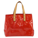LOUIS VUITTON Monogram Vernis Reade PM Hand Bag Red Rouge M91088 LV Auth 163495-13