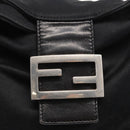 FENDI Mamma Baguette Shoulder Bag Nylon Black Silver Auth 163500-18