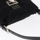 FENDI Mamma Baguette Shoulder Bag Nylon Black Silver Auth 163500-6