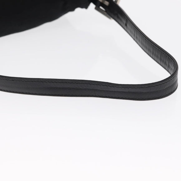 FENDI Mamma Baguette Shoulder Bag Nylon Black Silver Auth 163500