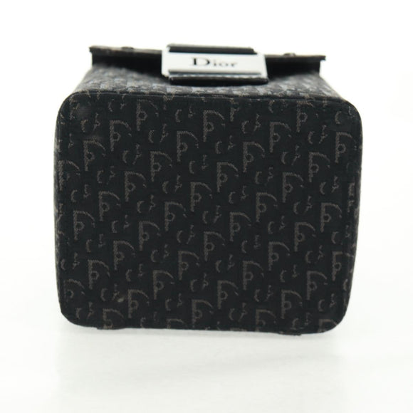 Christian Dior Trotter Canvas Vanity Hand Bag Black Silver Auth 163501V