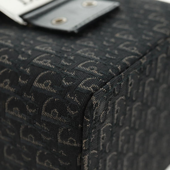 Christian Dior Trotter Canvas Vanity Hand Bag Black Silver Auth 163501V