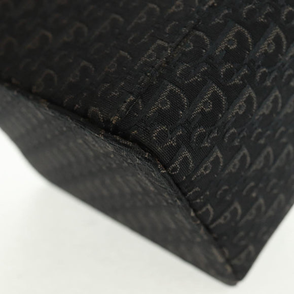 Christian Dior Trotter Canvas Vanity Hand Bag Black Silver Auth 163501V