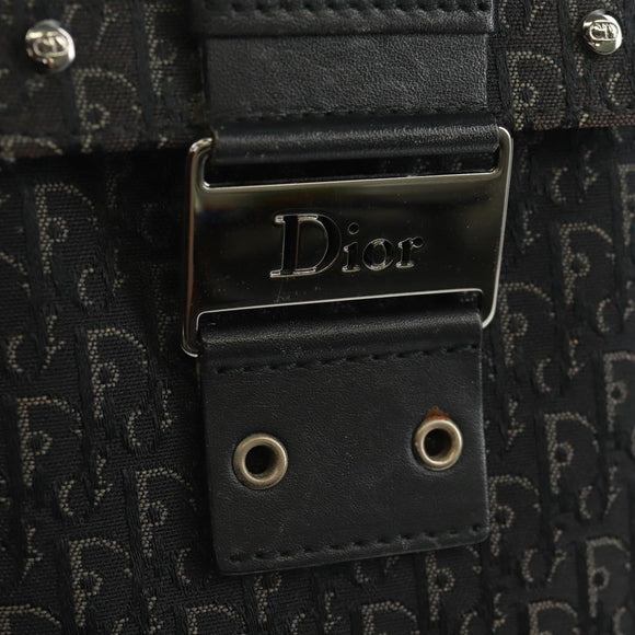Christian Dior Trotter Canvas Vanity Hand Bag Black Silver Auth 163501V