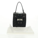 Christian Dior Trotter Canvas Vanity Hand Bag Black Silver Auth 163501V-25