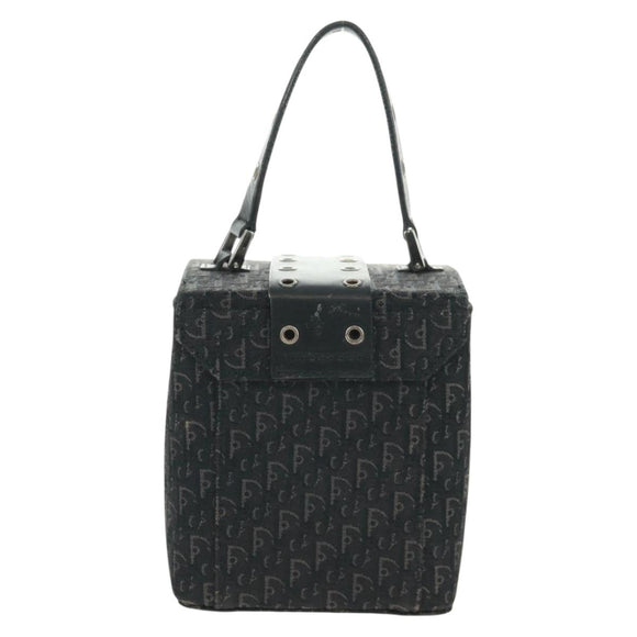 Christian Dior Trotter Canvas Vanity Hand Bag Black Silver Auth 163501V