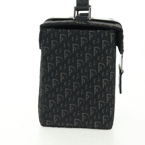 Christian Dior Trotter Canvas Vanity Hand Bag Black Silver Auth 163501V