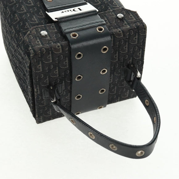 Christian Dior Trotter Canvas Vanity Hand Bag Black Silver Auth 163501V