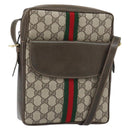 GUCCI GG Supreme Web Sherry Line Shoulder Bag PVC Beige Gold Auth 163502-1
