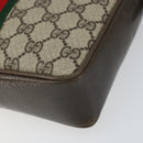 GUCCI GG Supreme Web Sherry Line Shoulder Bag PVC Beige Gold Auth 163502-9