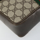 GUCCI GG Supreme Web Sherry Line Shoulder Bag PVC Beige Gold Auth 163502-14