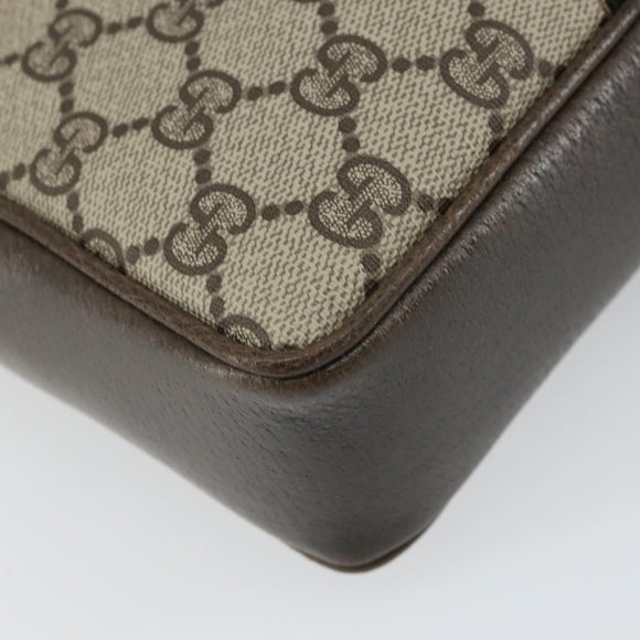 GUCCI GG Supreme Web Sherry Line Shoulder Bag PVC Beige Gold Auth 163502
