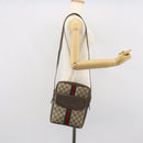GUCCI GG Supreme Web Sherry Line Shoulder Bag PVC Beige Gold Auth 163502-23