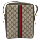 GUCCI GG Supreme Web Sherry Line Shoulder Bag PVC Beige Gold Auth 163502-2
