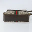 GUCCI GG Supreme Web Sherry Line Shoulder Bag PVC Beige Gold Auth 163502-5