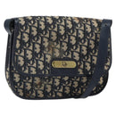 Christian Dior Trotter Canvas Shoulder Bag Navy Gold Auth 163503-1