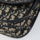 Christian Dior Trotter Canvas Shoulder Bag Navy Gold Auth 163503-10