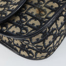 Christian Dior Trotter Canvas Shoulder Bag Navy Gold Auth 163503-11