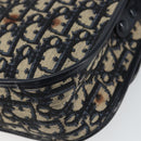 Christian Dior Trotter Canvas Shoulder Bag Navy Gold Auth 163503-12