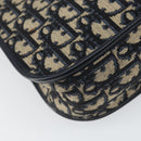 Christian Dior Trotter Canvas Shoulder Bag Navy Gold Auth 163503-13