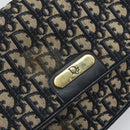 Christian Dior Trotter Canvas Shoulder Bag Navy Gold Auth 163503-15