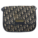Christian Dior Trotter Canvas Shoulder Bag Navy Gold Auth 163503-2