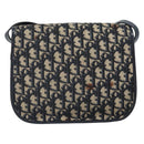 Christian Dior Trotter Canvas Shoulder Bag Navy Gold Auth 163503-3