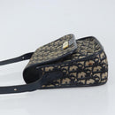 Christian Dior Trotter Canvas Shoulder Bag Navy Gold Auth 163503-5