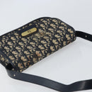 Christian Dior Trotter Canvas Shoulder Bag Navy Gold Auth 163503-6