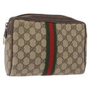GUCCI GG Supreme Web Sherry Line Clutch Bag PVC Beige Gold 63 01 012 Auth 163504-1