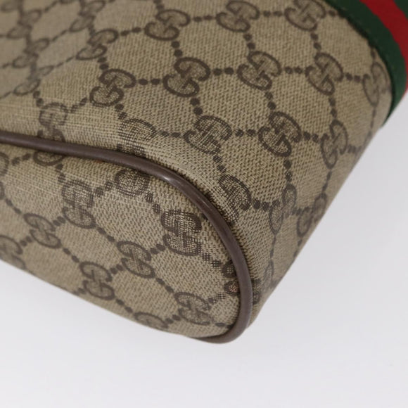 GUCCI GG Supreme Web Sherry Line Clutch Bag PVC Beige Gold 63 01 012 Auth 163504