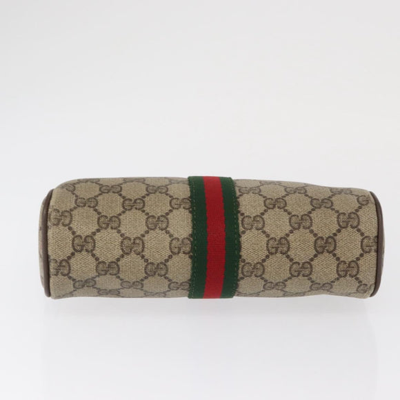 GUCCI GG Supreme Web Sherry Line Clutch Bag PVC Beige Gold 63 01 012 Auth 163504