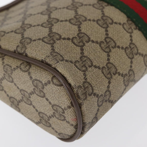 GUCCI GG Supreme Web Sherry Line Clutch Bag PVC Beige Gold 63 01 012 Auth 163504